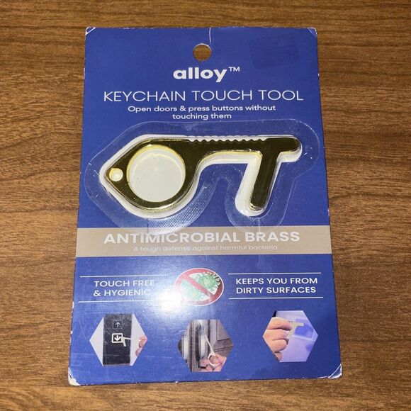 No-Touch Key New In Package Keyring Anti Microbial Brass Open Package Tagco - Picture 1 of 10